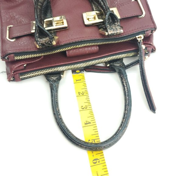 Gianni Bini Womens Merlot Wine Faux Leather Reptile Print Shoulder Handbag Purse - Picture 10 of 13